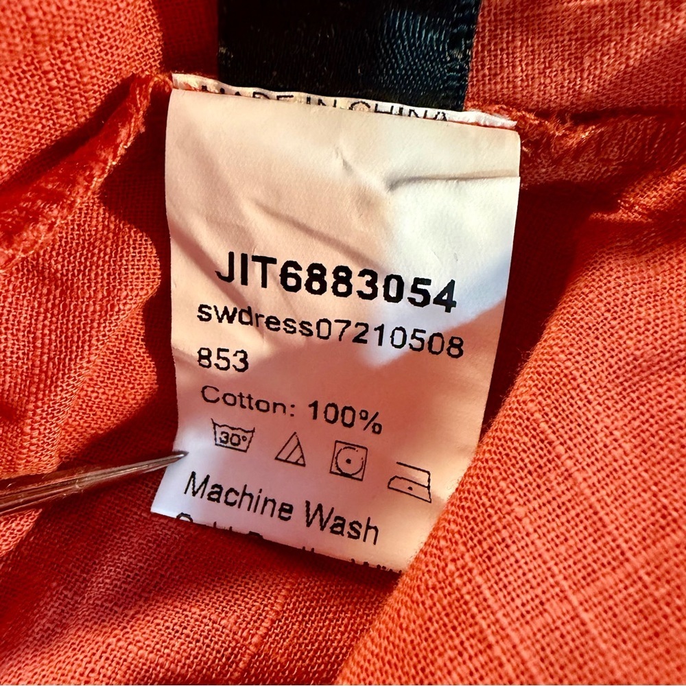 NWOT SHEIN Burnt Orange Tie-Bust Puff-Sleeve Cotton Gauze Milkmaid Dress Size 4X - Picture 6 of 16